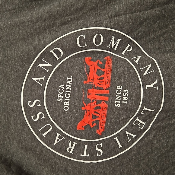 LEVI brand logo long sleeve gray graphic tee Large promo authentic original - Picture 3 of 7